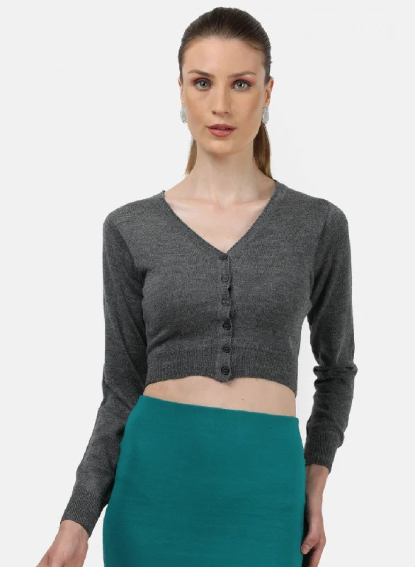 Women Grey Solid Blouse Versatile Layering Blouse