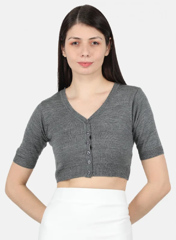 Women Grey Solid Blouse Smart Casual Blouse