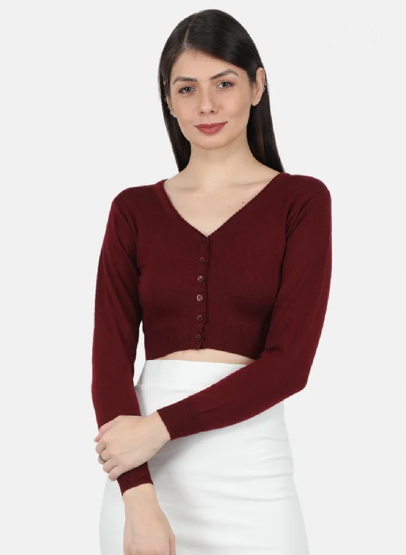 Women Maroon Solid Blouse Pastel Color Blouse