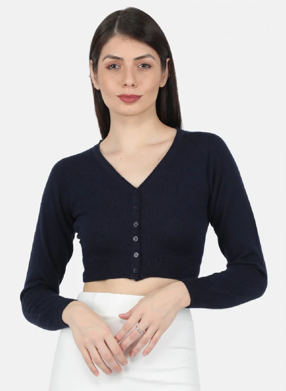 Women Navy Blue Solid Blouse Soft Satin Blouse