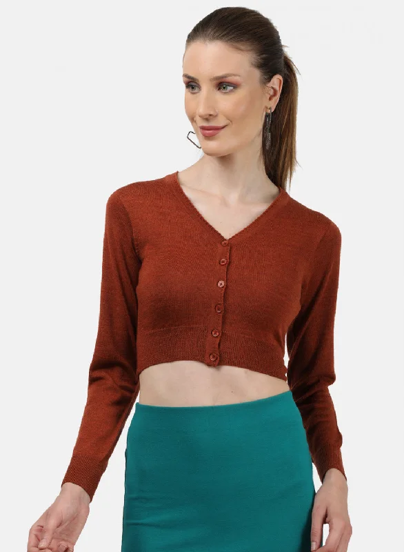 Women Rust Solid Blouse Soft Knit Blouse