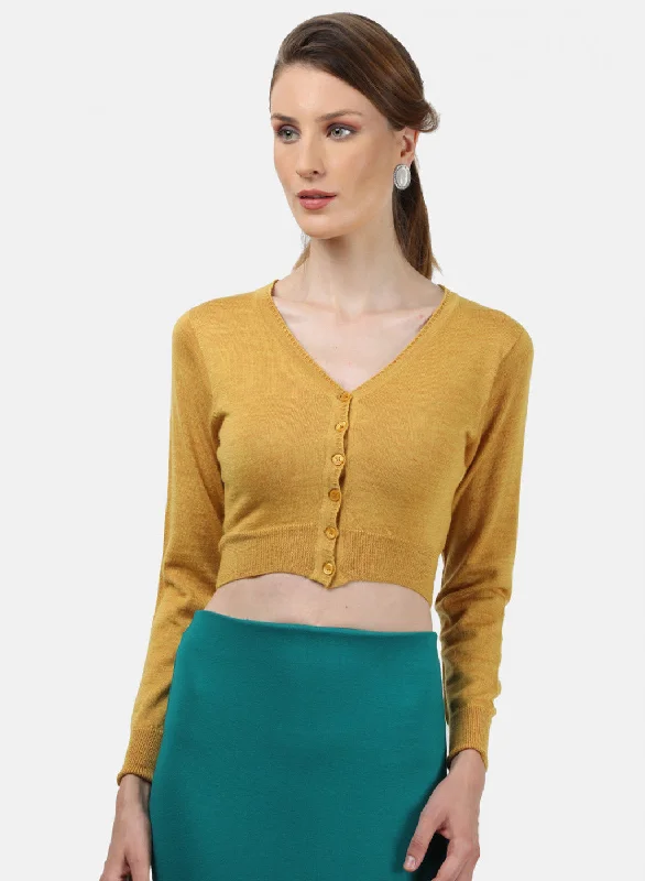 Women Yellow Solid Blouse Classic Minimalist Blouse