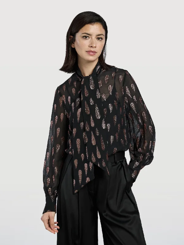 Neck Tie Blouse Elegant Peplum Blouse