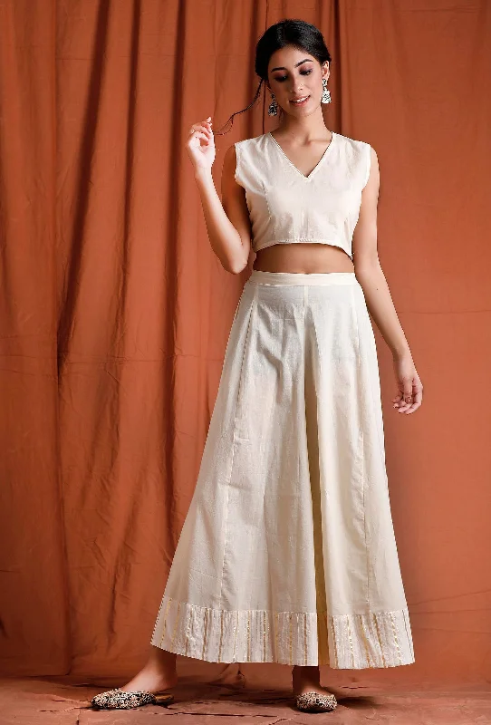 Off White and Golden Blouse Stretchy Fitted Blouse
