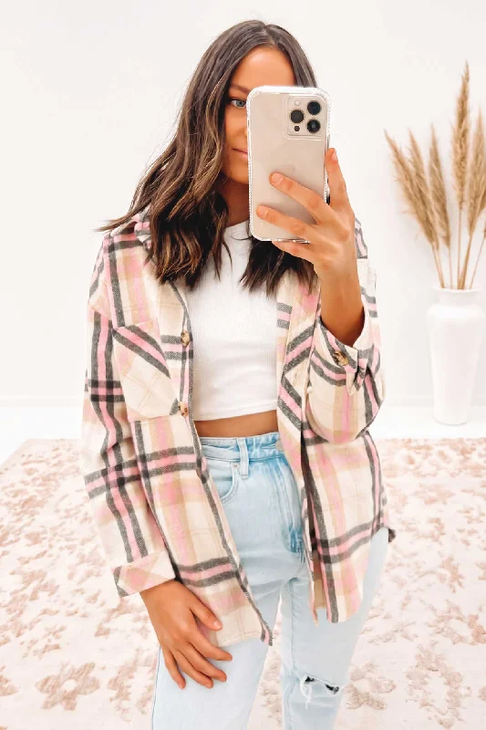 Pollie Shacket Pink Classic Minimalist Blouse