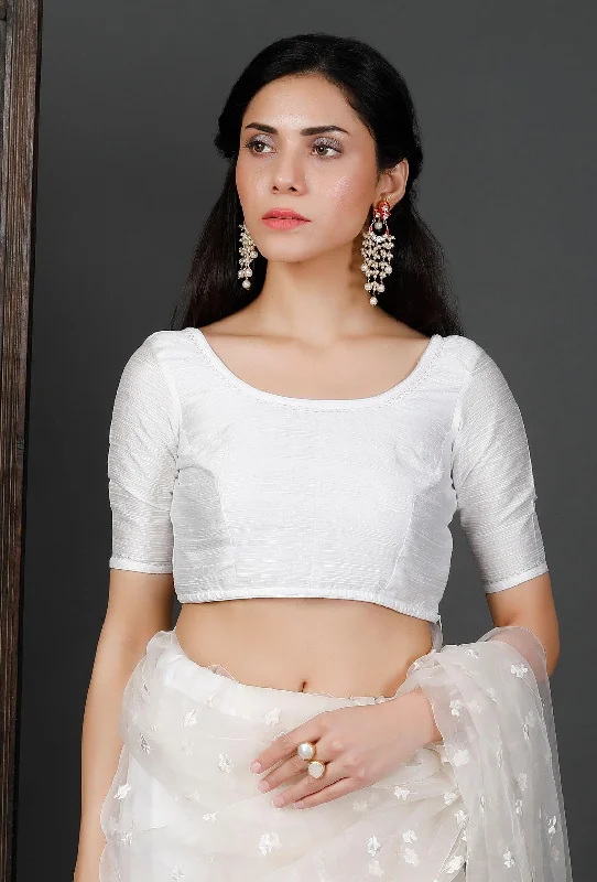 Raw Silk Blouse Semi-Sheer Blouse