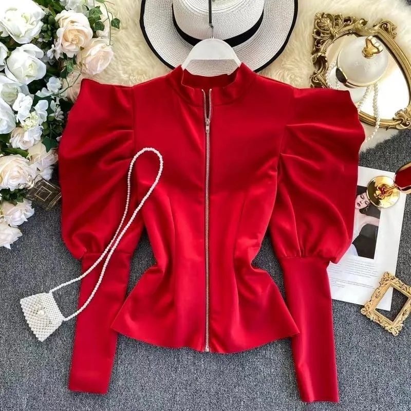 Rebel Zipped Blouse Lightweight Chiffon Blouse