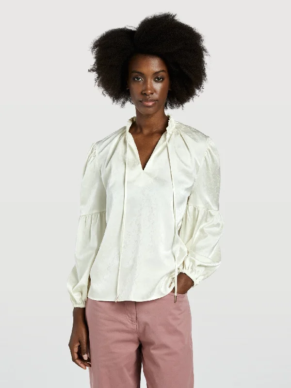 Ruffle Collar Blouse Floral Print Blouse