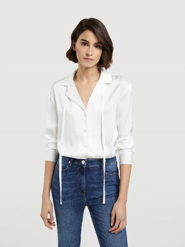 Satin Blouse With Collar Straps Peter Pan Collar Blouse
