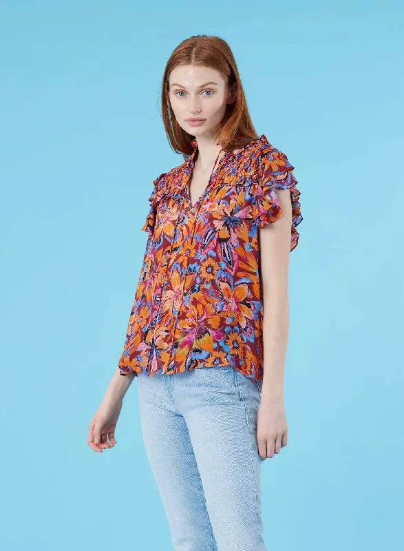 Sienna Blouse in Painted Floral Romantic Lace Blouse