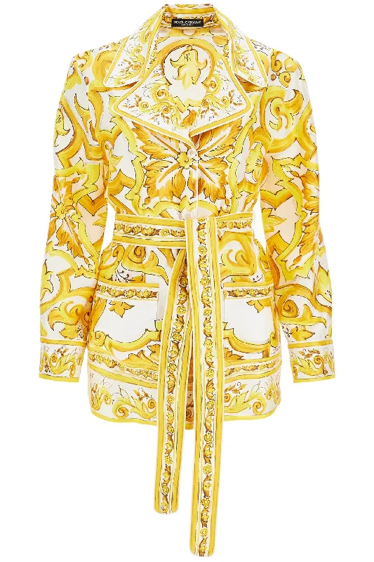 DOLCE & GABBANA silk blouse with maiolica print and Satin Drape Blouse