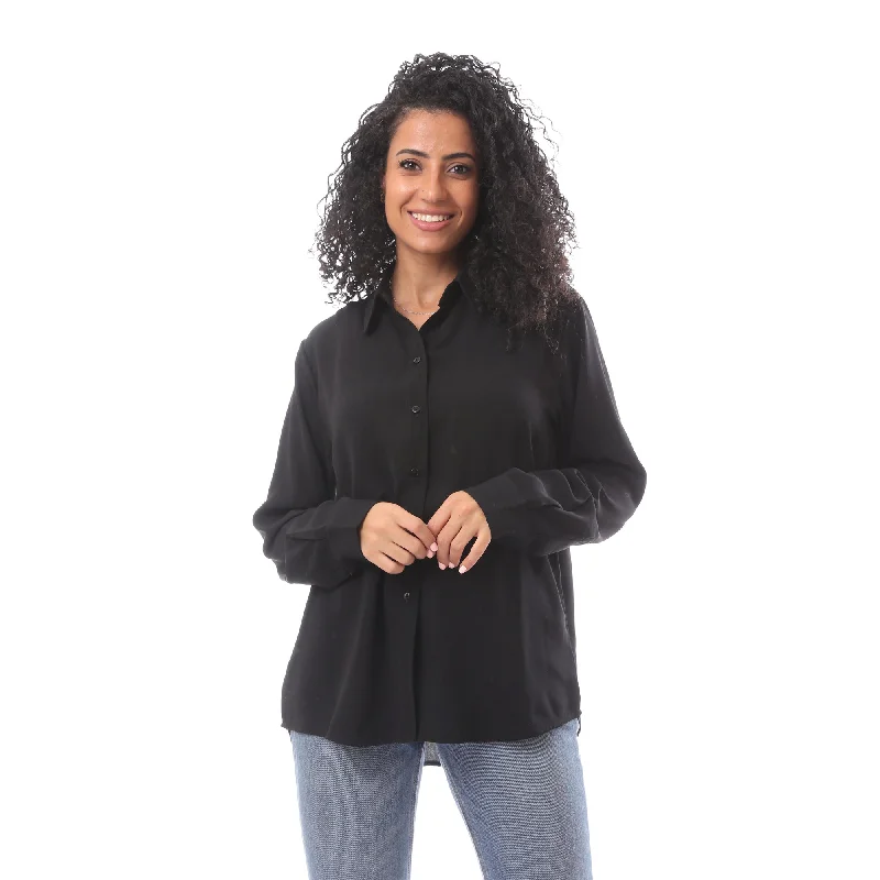 Soft Georgette Basic Blouse - Merch Collared Satin Blouse