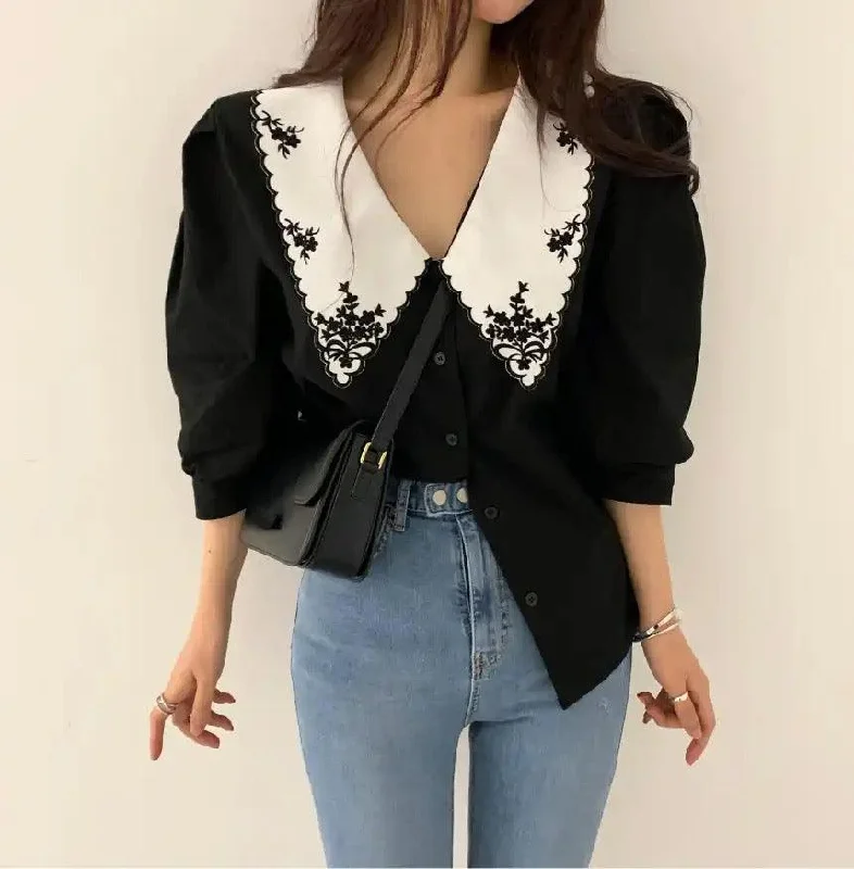 Tempa Vintage Blouse Ruffled Neck Blouse