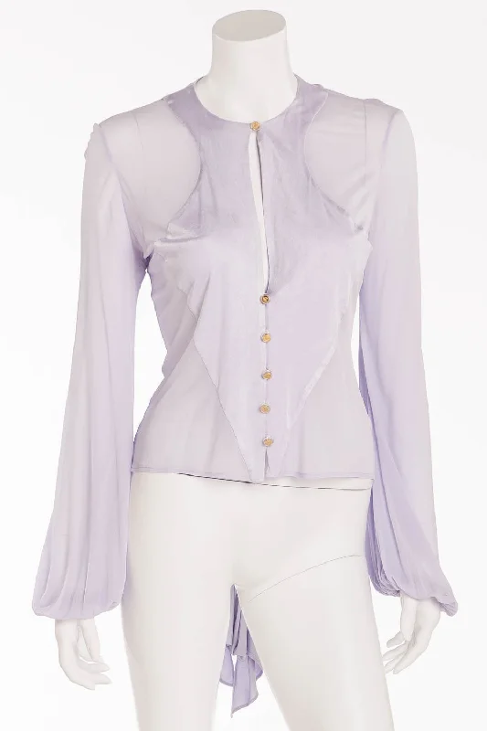 Versace - Lilac Long Sleeve Blouse - IT 40 Relaxed Fit Blouse