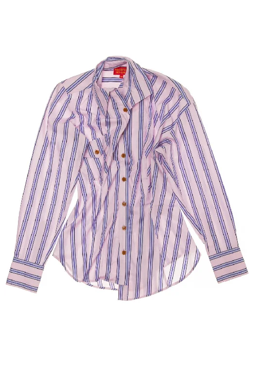 Vivienne Westwood Red Label - Pink and Lavender Striped Blouse - IT 40 Stylish Wrap Blouse