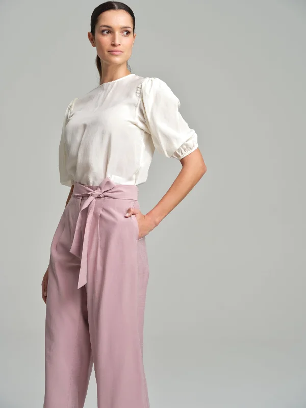 Volume short blouse with frilled shoulders Vintage Polka Blouse