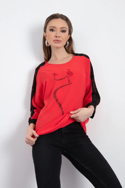 Woman Printed Blouse Vintage Polka Blouse