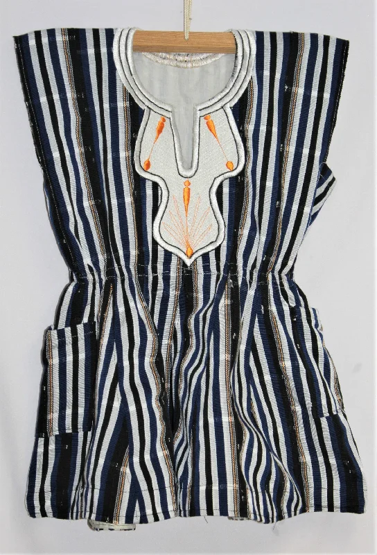 Women's Batakari Blouse - White Stripes Chic Off-Shoulder Blouse