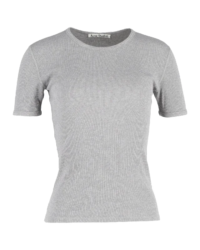 Acne Studios Fitted Ribbed Tee in Grey Cotton Wool Fabric Cashmere Fabric Tweed Fabric Acne Studios Fitted Ribbed Tee in Grey Cotton Wool Fabric Cashmere Fabric Tweed Fabric