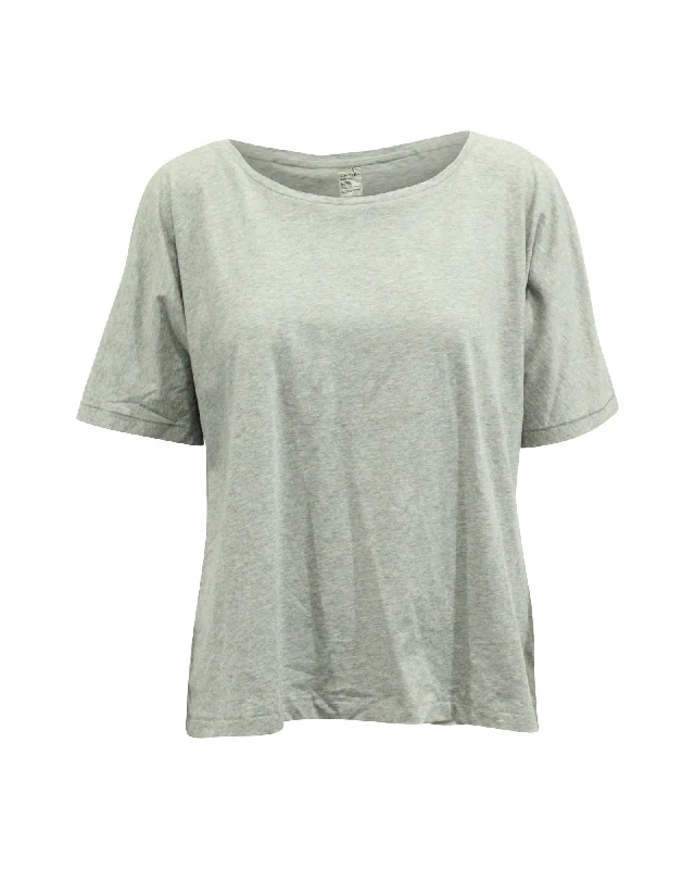 Acne Studios Nairobi C Base Tee in Grey Cotton Mesh Blend Leather Blend Suede Blend