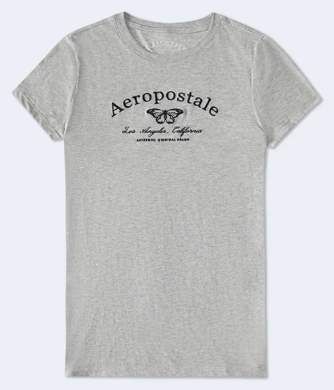 Aeropostale Arch Butterfly Graphic Tee Cotton Fabric Linen Fabric Terry Fabric