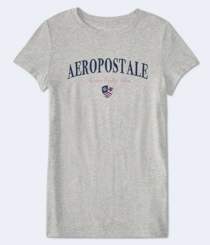 Aeropostale Arch Crest Graphic Tee Chenille Brocade Lace