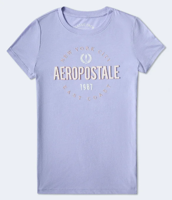 Aeropostale East Coast Appliqué Graphic Tee Collared Crew Neck Turtle Neck