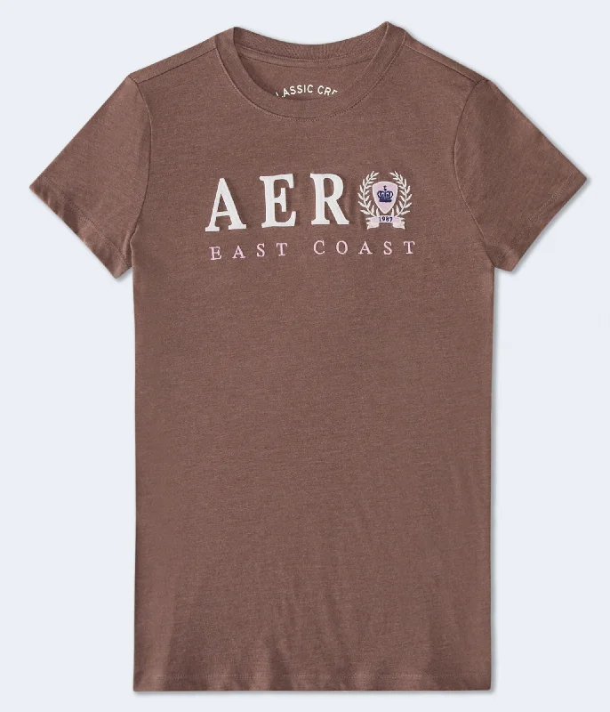 Aeropostale East Coast Crest Appliqué Graphic Tee Fashionable Trendy Casual