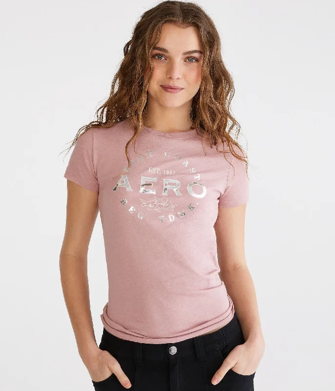 Aeropostale Foil Circle Graphic Tee Rayon Fabric Velvet Fabric Corduroy Fabric