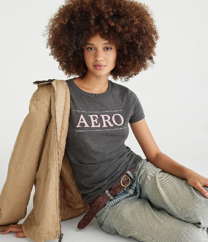 Aeropostale Logo Appliqué Graphic Tee Asymmetrical Pockets Print