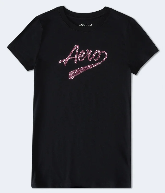 Aeropostale Sequin Logo Graphic Tee Jersey Fabric Tulle Fabric Batik Fabric