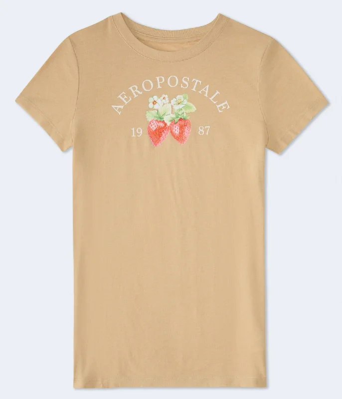 Aeropostale Strawberries Graphic Tee Chenille Brocade Lace