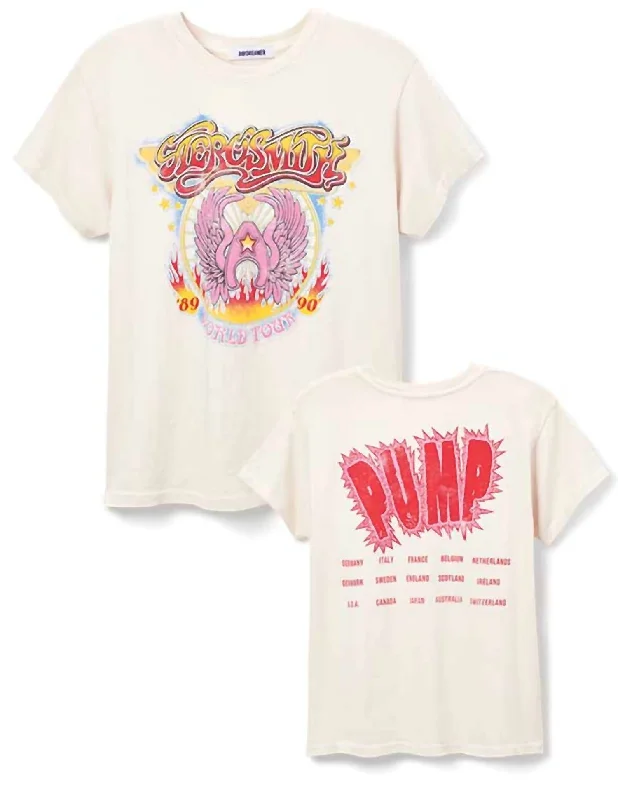 Aerosmith World Tour Tee In Dirty White Solid Color Striped Floral