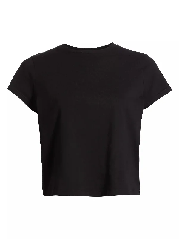 AGOLDE Women's Adine Shrunken Tee, Black Polka Dot Checkered Tartan