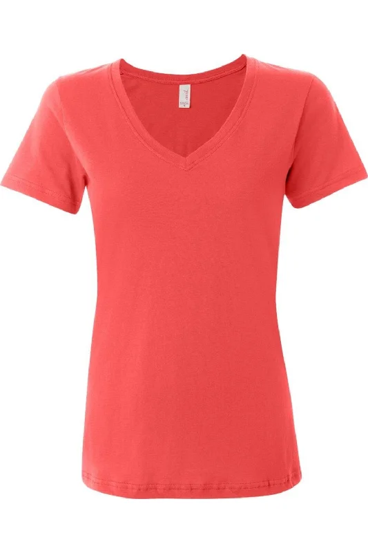 Anvil Women´s Featherweight V-Neck T-Shirt Wool Fabric Cashmere Fabric Tweed Fabric