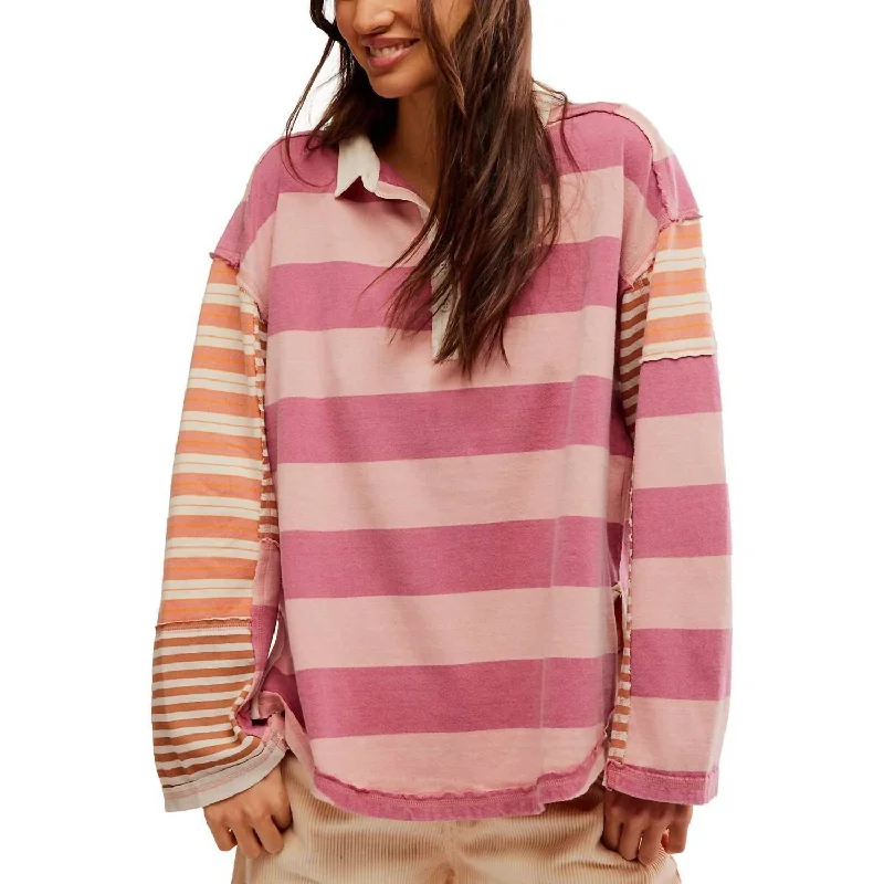 Aster Stripe Tee In Farm Combo Plaid T-Shirt Polka Dot Checkered