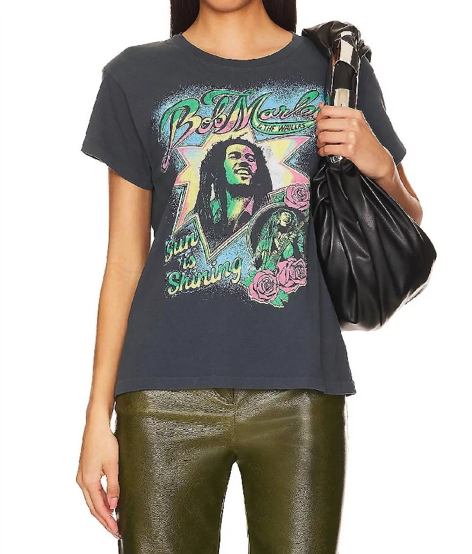 Bob Marley And The Wailers Sun Is Shining Tour Tee In Vintage Black Polka Dot Checkered Tartan