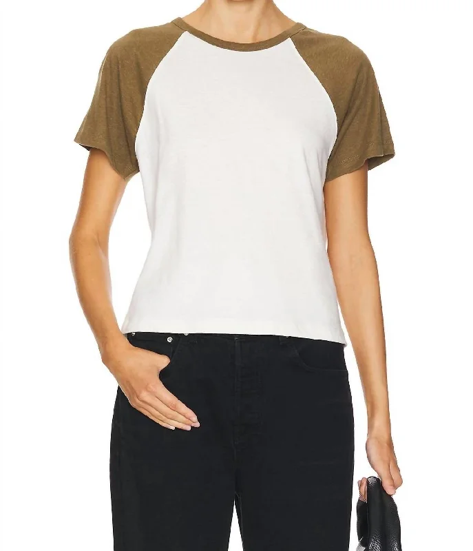 Bobbie Baseball Tee In Capers Satin Blend Silk Blend Wool Blend