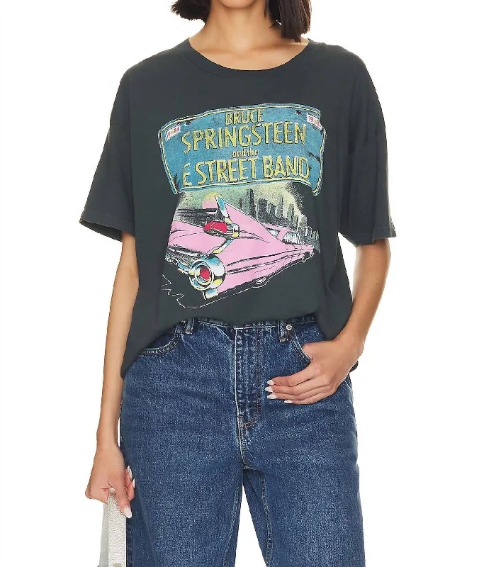 Bruce Springsteen Born In The Usa Merch Tee In Vintage Black Seamless Knitted Crochet