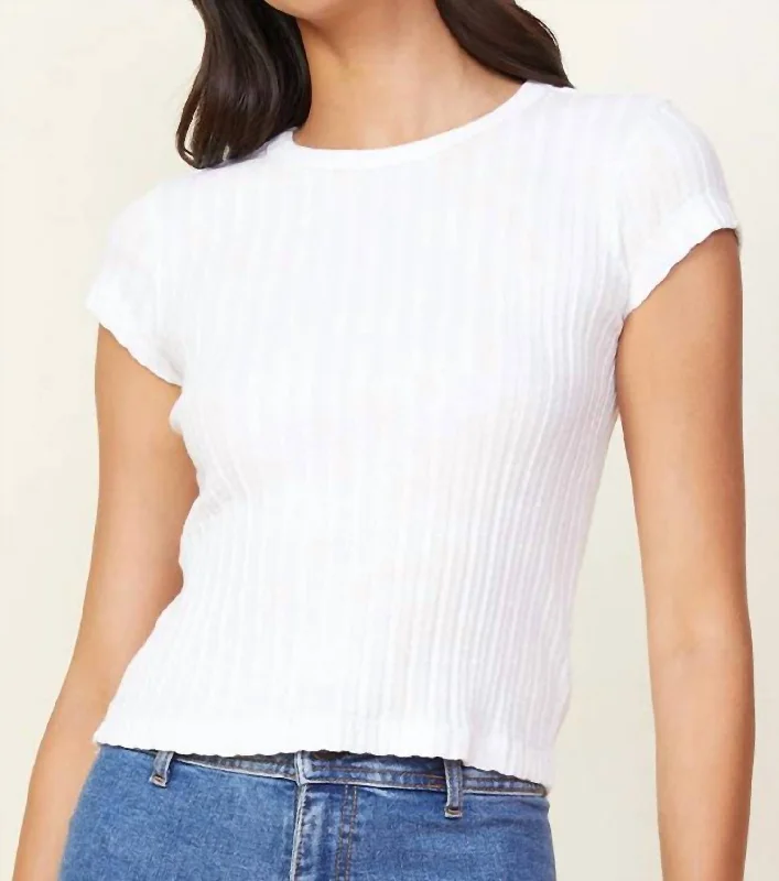 Cable Rib Mini Tee In Coconut Oversized T-Shirt Spandex breathable
