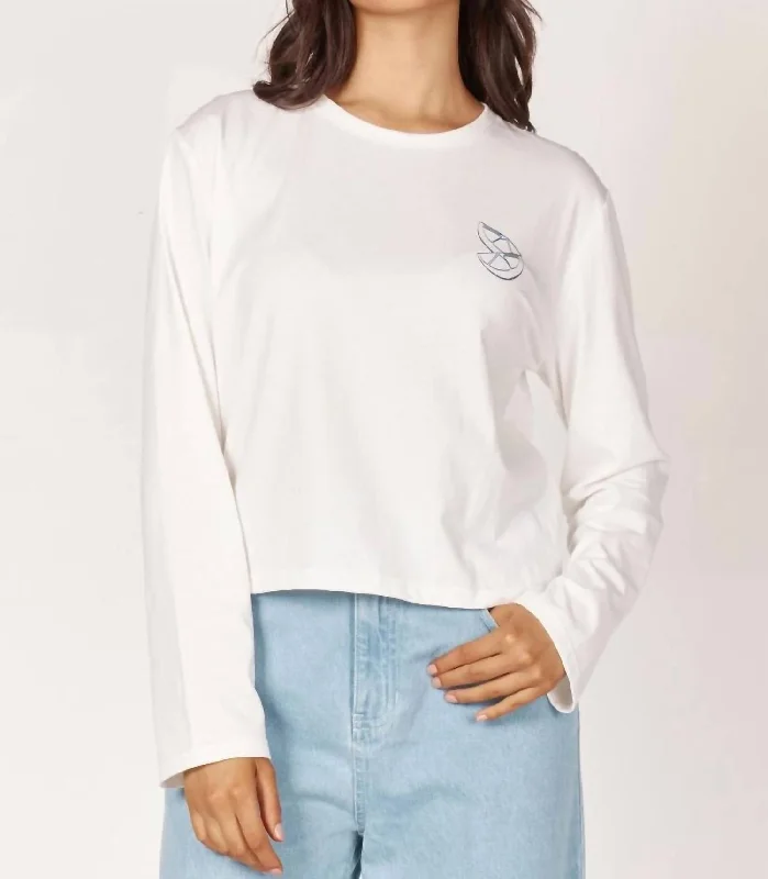 Ceto Long Sleeve Tee In Ivory Front Pockets Side Pockets Patch Pockets