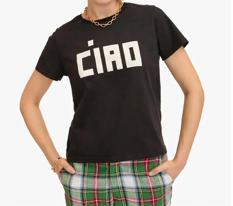 Classic Tee In Black With Cream Block Ciao Houndstooth Herringbone Solid