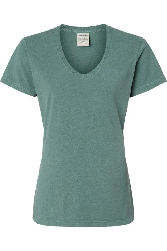 ComfortWash by Hanes Garment-Dyed Women´s V-Neck T-Shirt Hooded Caped Shawl Collar