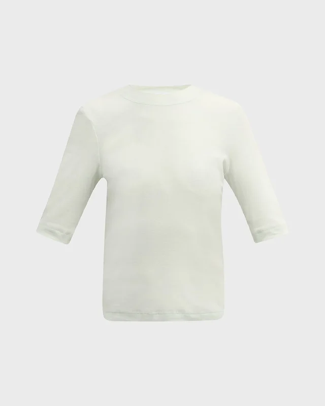 Crewneck Elbow-Sleeve Jersey T-Shirt Fleece Nylon Spandex
