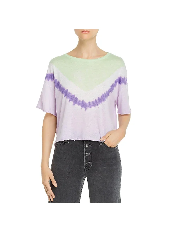 Destination Womens Tie-Dye Cropped Graphic T-Shirt Denim Fabric Leather Fabric Suede Fabric Destination Womens Tie-Dye Cropped Graphic T-Shirt Denim Fabric Leather Fabric Suede Fabric