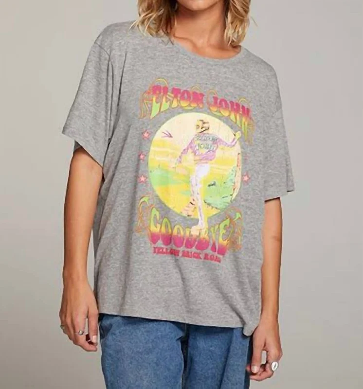 Elton John Yellow Brick Road Tee In Streaky Grey Real Fur Shearling Chenille