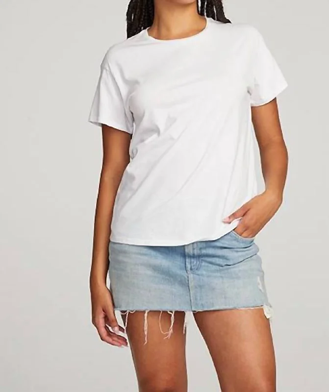Everyday Essential Crew Neck Tee In White Fleece Nylon Spandex