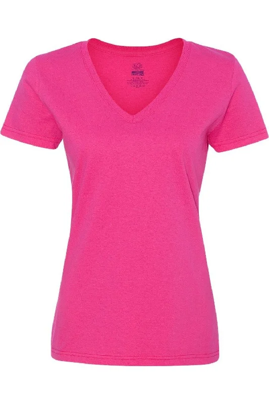 Fruit of the Loom HD Cotton Women´s V-Neck T-Shirt Anti-Pilling Machine Wash Handmade