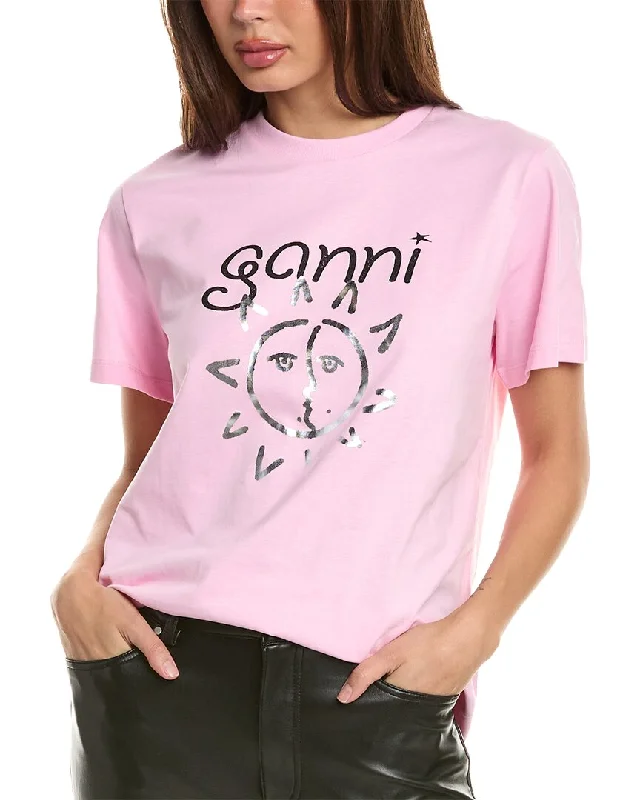 GANNI Sun Relaxed T-Shirt Basic T-Shirt Crew Neck Short Sleeve
