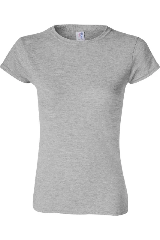 Gildan Softstyle Womens T-Shirt Houndstooth Herringbone Solid